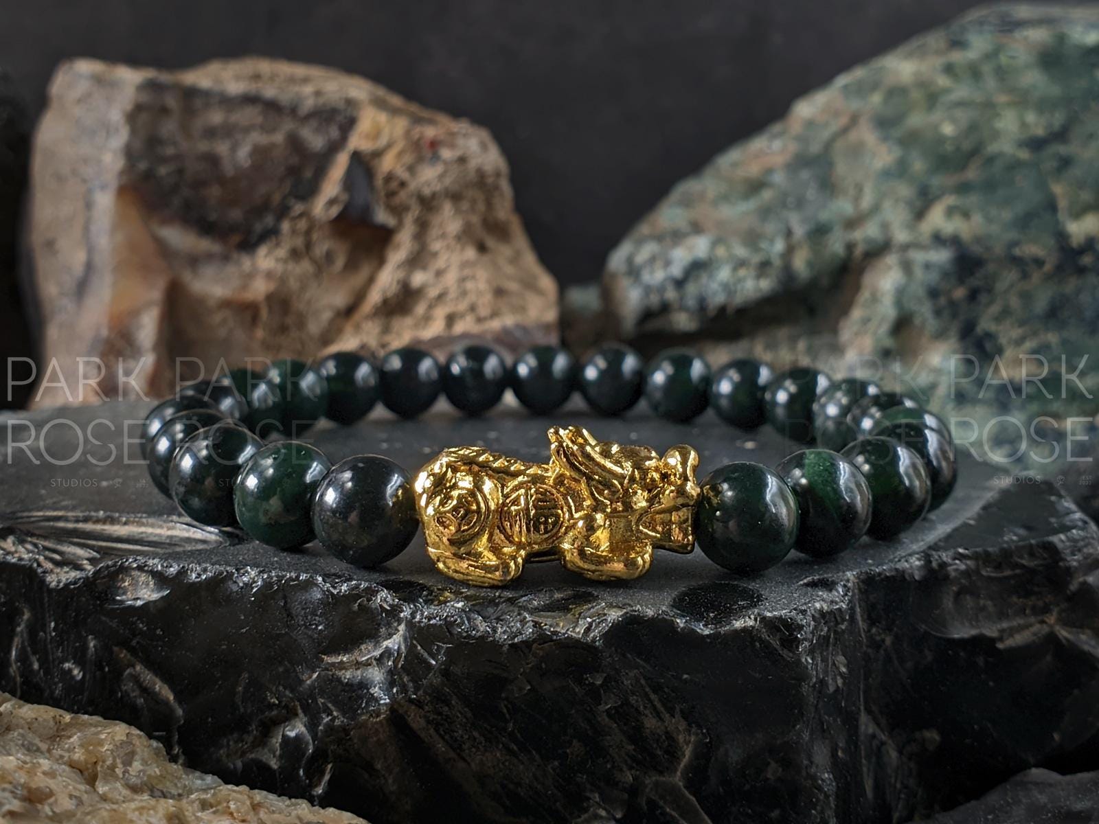Natural Untreated Myanmar Black Jade Bracelet (8/10mm)