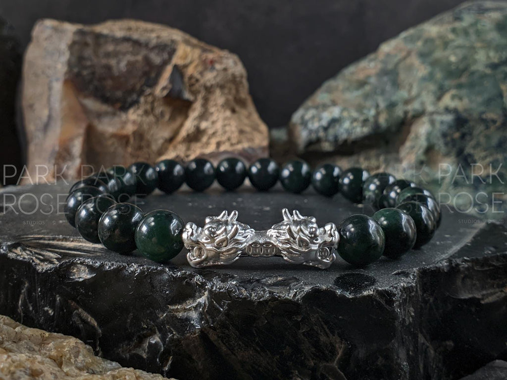 Natural Untreated Myanmar Black Jade Bracelet (8/10mm)