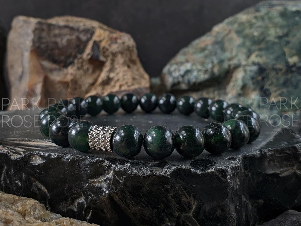 Natural Untreated Myanmar Black Jade Bracelet (8/10mm)
