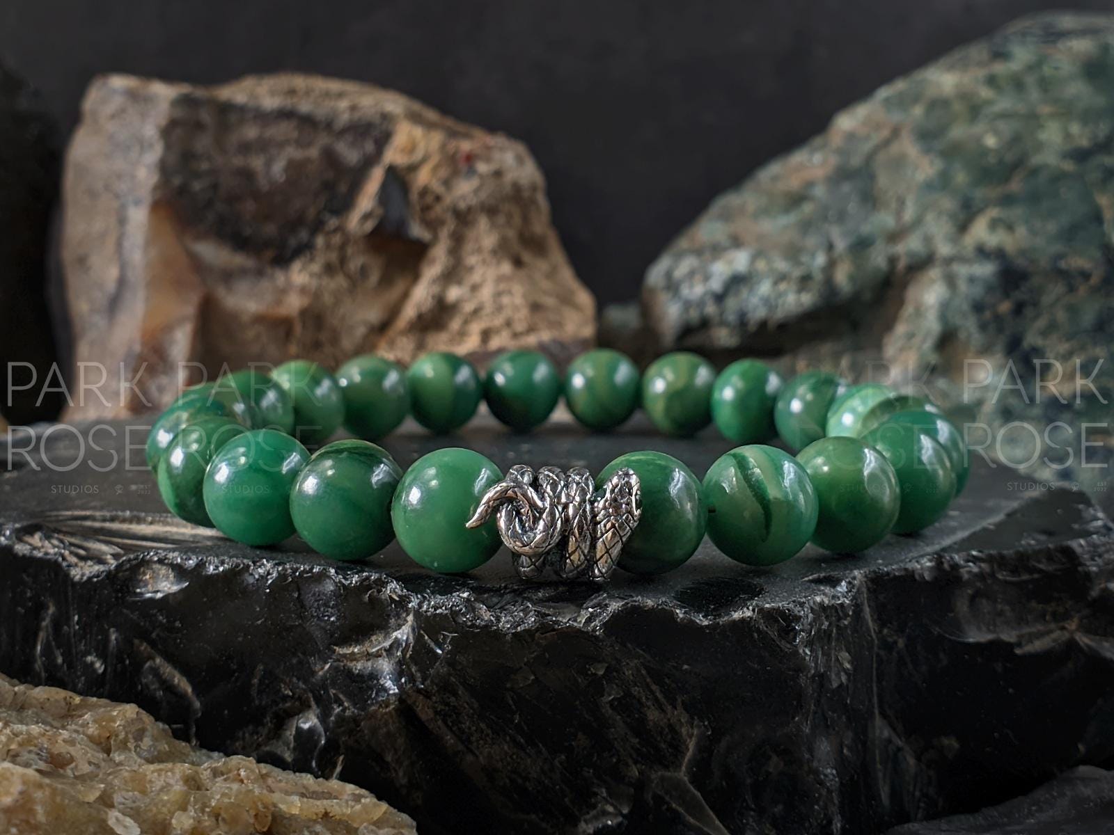 Natural Untreated West African Jade Bracelet (8mm)