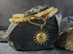 Australian Yellow Opal Carabiner Necklace With Medallion Charm