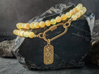 Australian Yellow Opal Carabiner Necklace With Medallion Charm