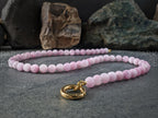 AAAA Natural Nigeria Kunzite Spodumene Beaded Carabiner Necklace (8mm)