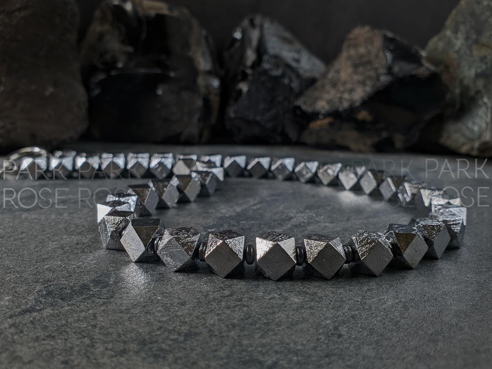 Faceted Gibeon Meteorite Necklace (8mm)