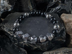Uruguay Black Onyx, Titanium, Meteorite, Hematite Bracelet (10mm)