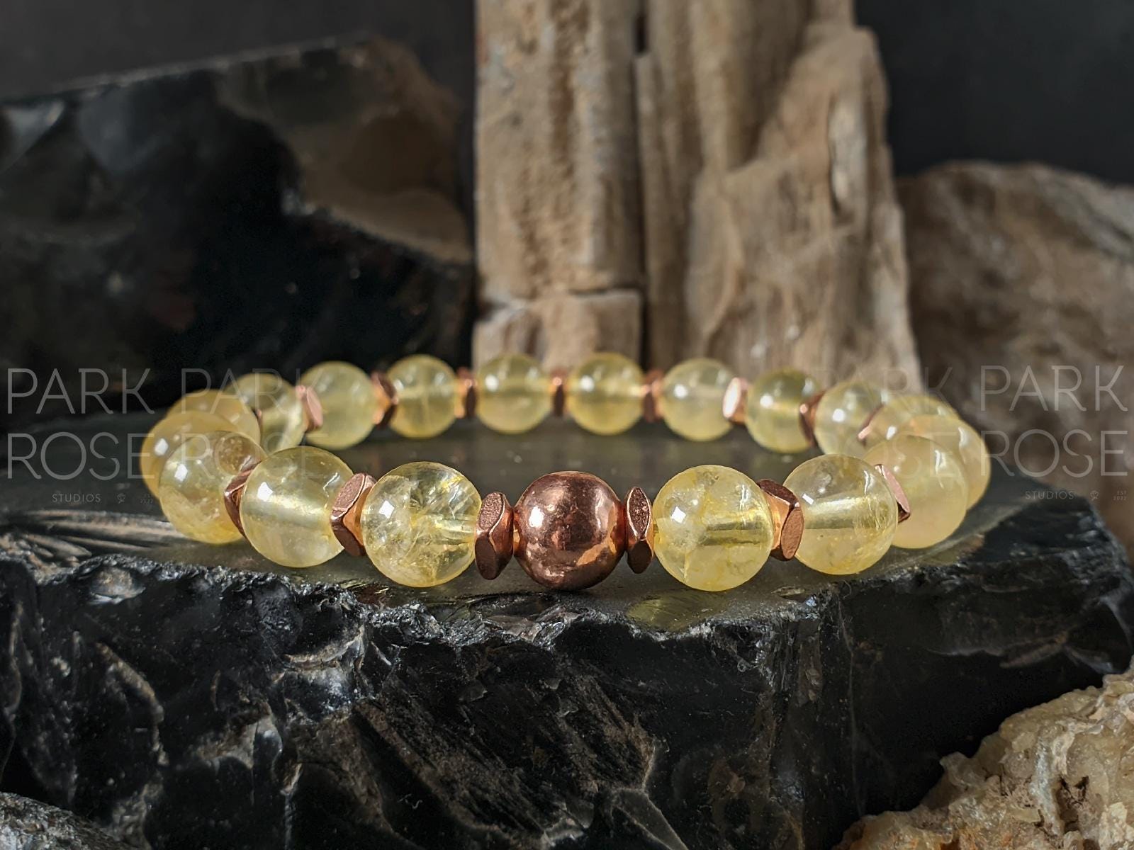 Copper Gemstone Bracelet: Amethyst, Moonstone, Lapis Lazuli, Citrine, Malachite, Jade, Onyx