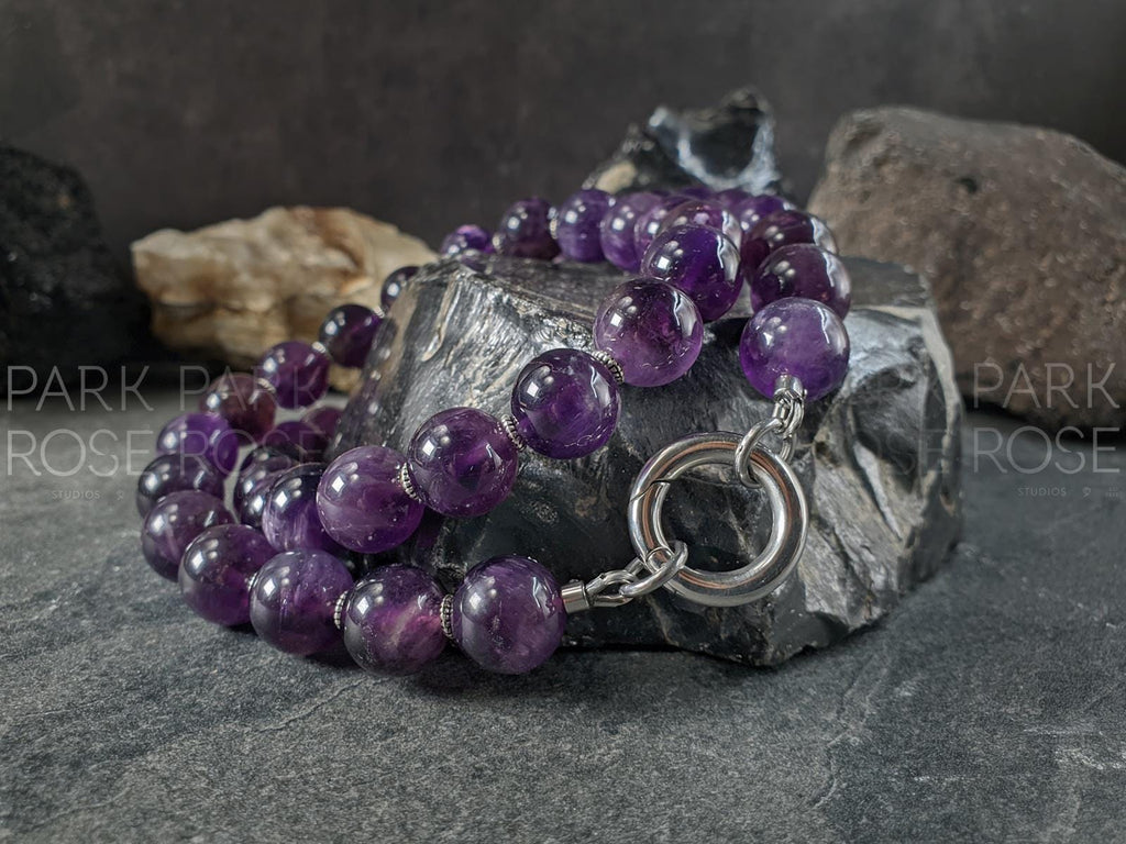 Brazil Dark Amethyst Carabiner Necklace (12mm)
