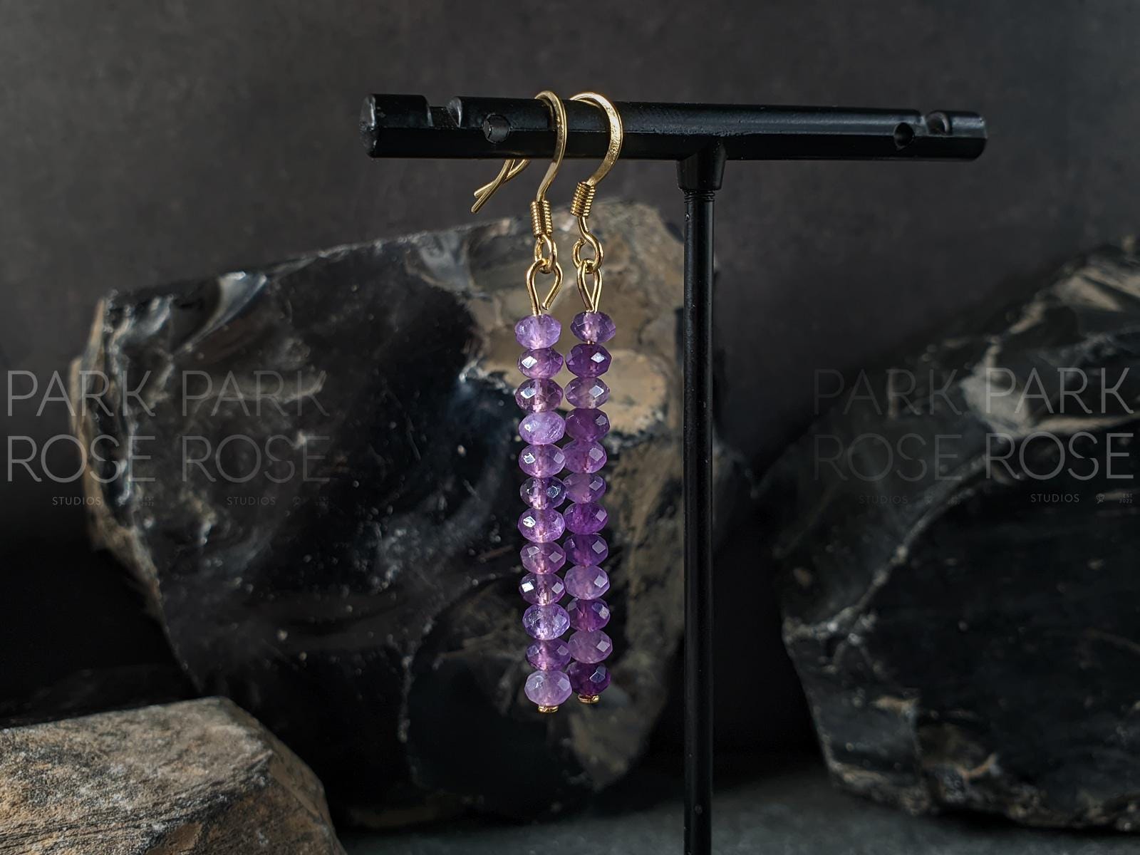 Natural AAA Brazil Amethyst Earrings, Dainty Faceted Rondelle