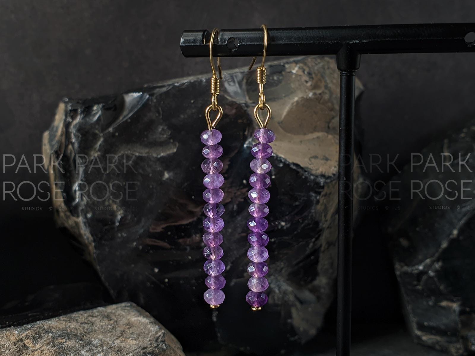 Natural AAA Brazil Amethyst Earrings, Dainty Faceted Rondelle