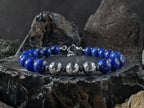 Chilean Lapis Lazuli Meteorite Clasped Bracelet (8mm)