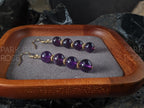 Natural Brazil Dark Amethyst Gemstone Earrings: Stainless Steel