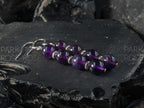 Natural Brazil Dark Amethyst Gemstone Earrings: Stainless Steel