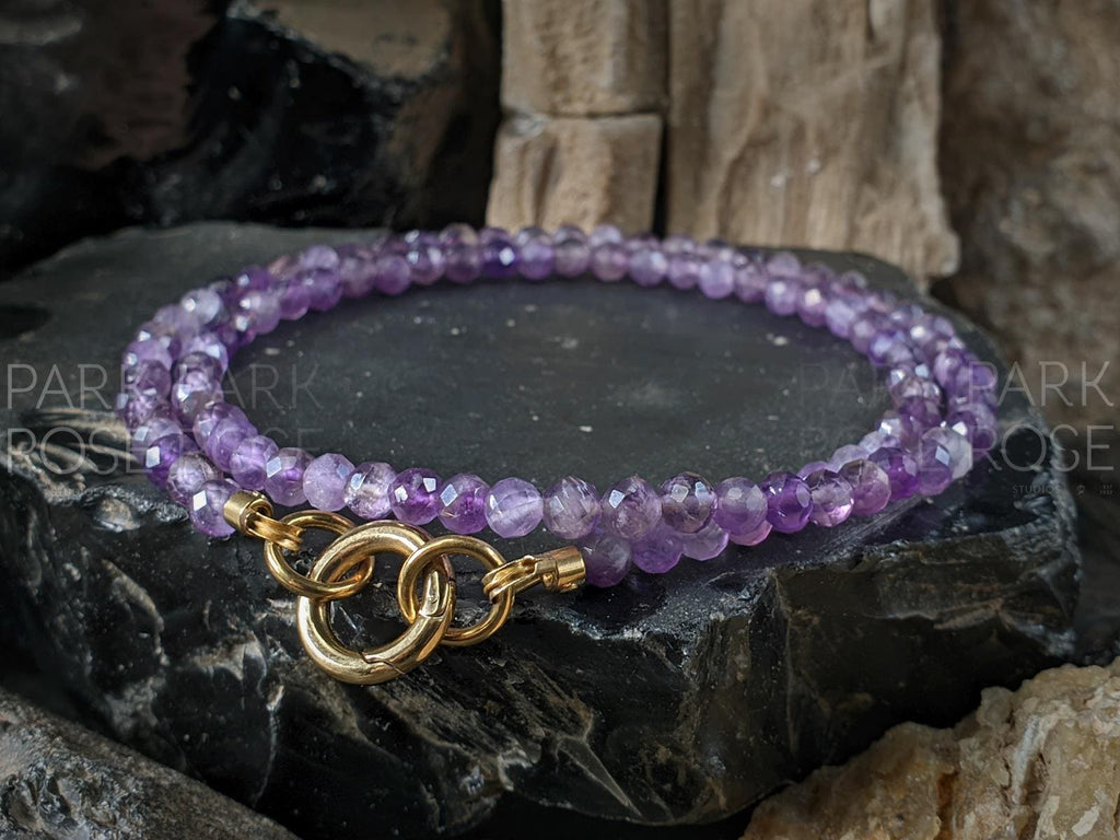 Faceted Uruguay Amethyst Necklace: Baroque Pearl, Citrine Pendant (4mm)