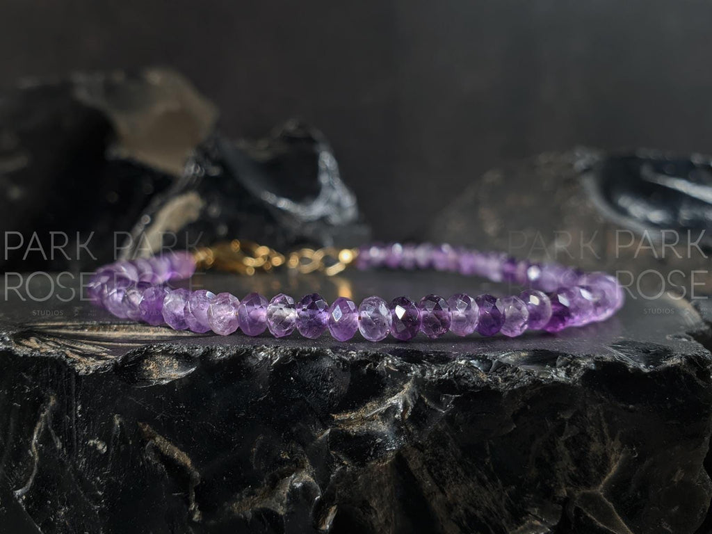 Natural AAA Faceted Brazil Amethyst Bracelet (4mm)