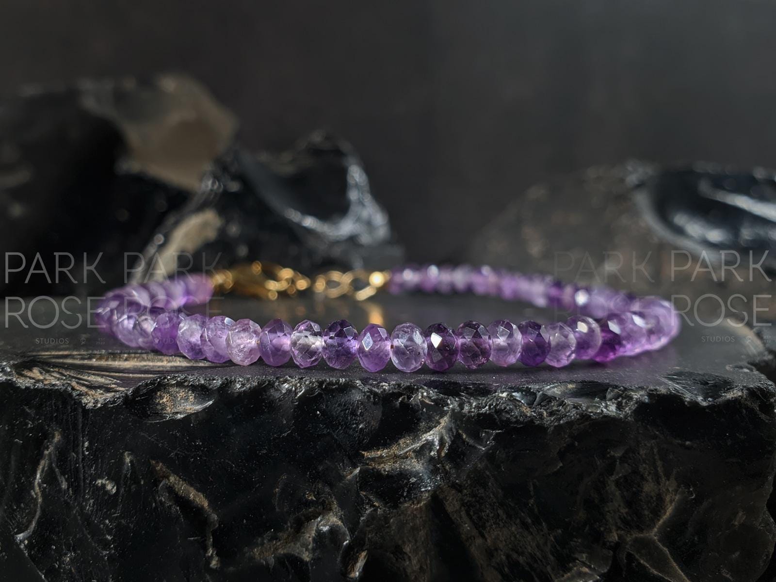 Natural AAA Faceted Brazil Amethyst Bracelet (4mm)