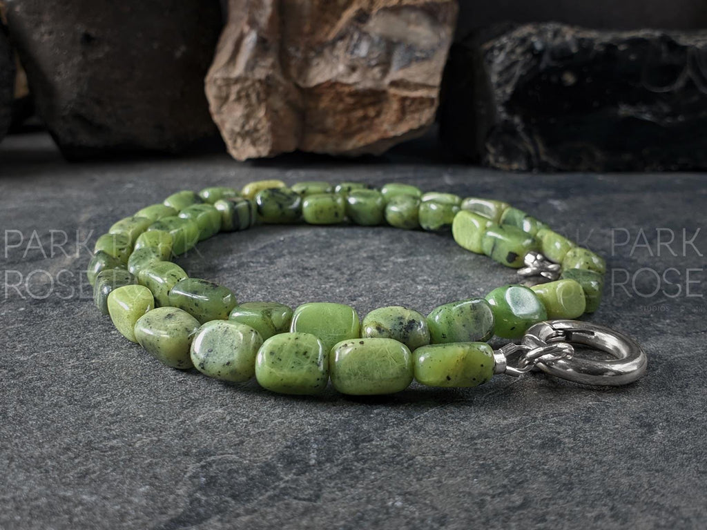 Natural Untreated Canadian Jade Nugget Carabiner Necklace