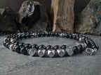 Uruguay Black Onyx, Titanium, Meteorite, Hematite Necklace (10mm)