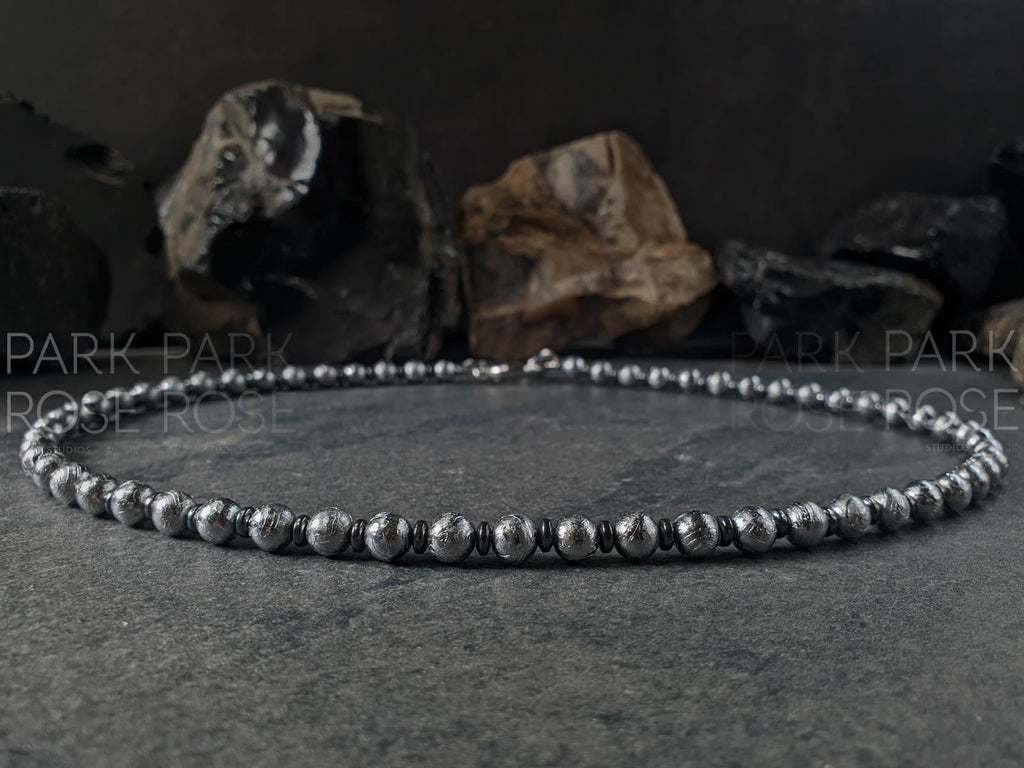 Gibeon Meteorite Gemstone Necklace: Moldavite Pendant (6mm)