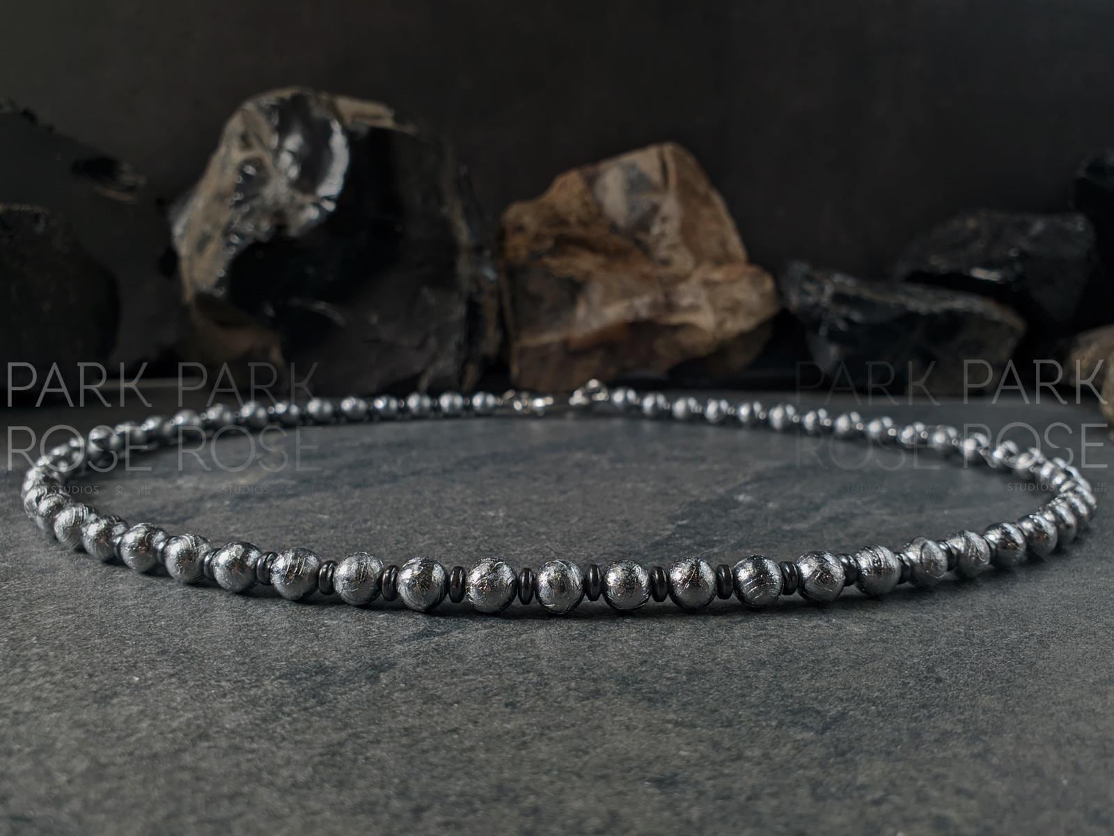 Gibeon Meteorite Gemstone Necklace: Moldavite Pendant (6mm)