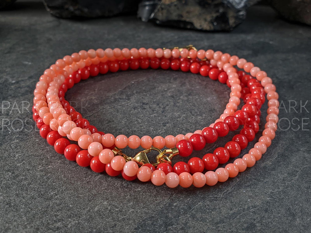 Red & Pink Coral Necklace Stack