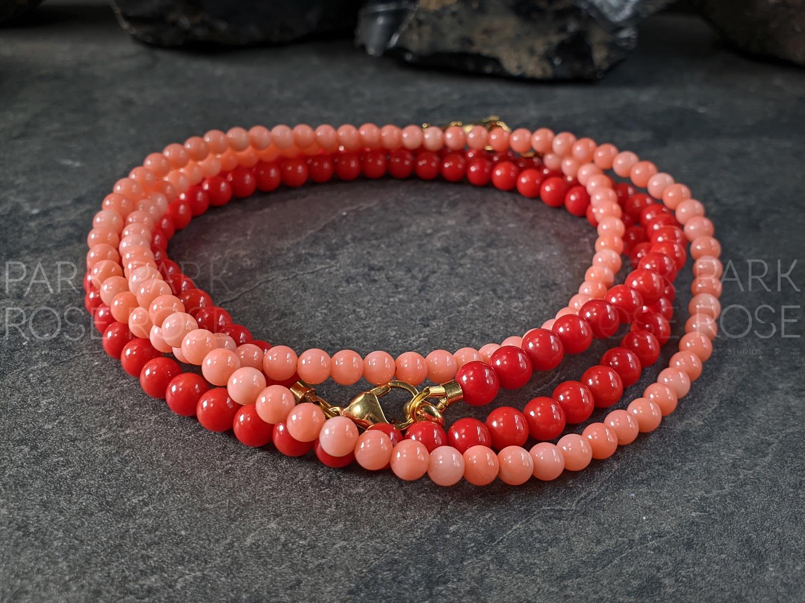 Red & Pink Coral Necklace Stack