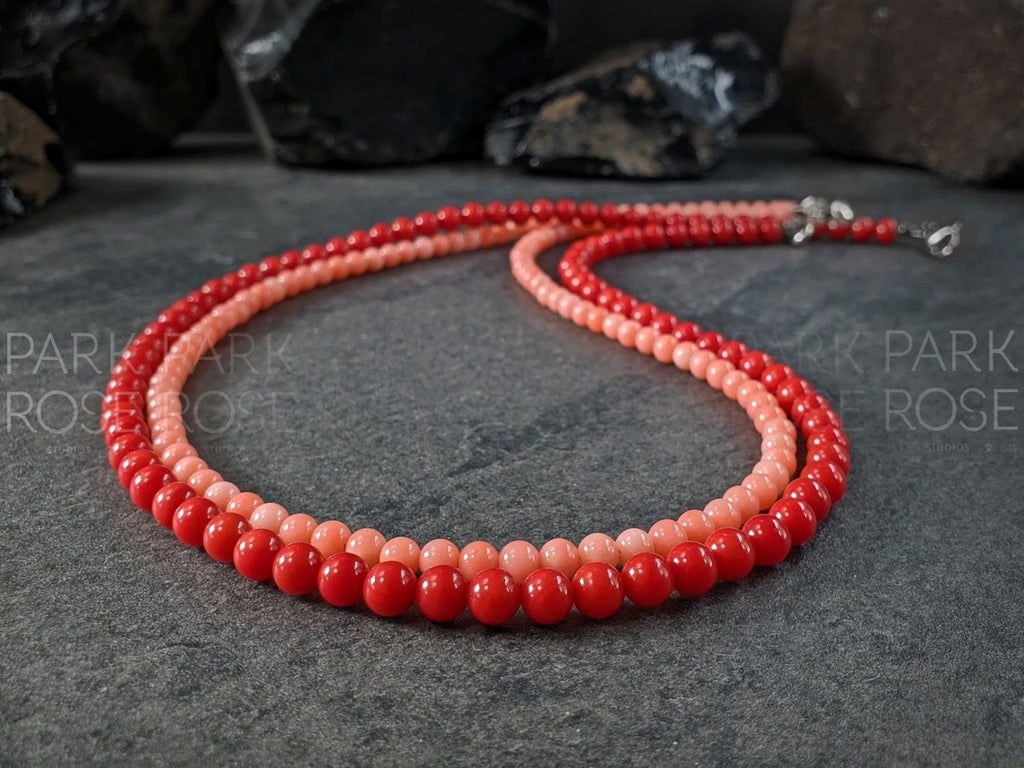 Red & Pink Coral Necklace Stack