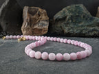 AAAA Natural Nigeria Kunzite Spodumene Beaded Carabiner Necklace (8mm)