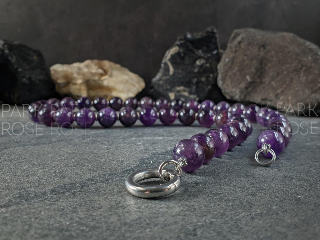 Brazil Dark Amethyst Carabiner Necklace (12mm)