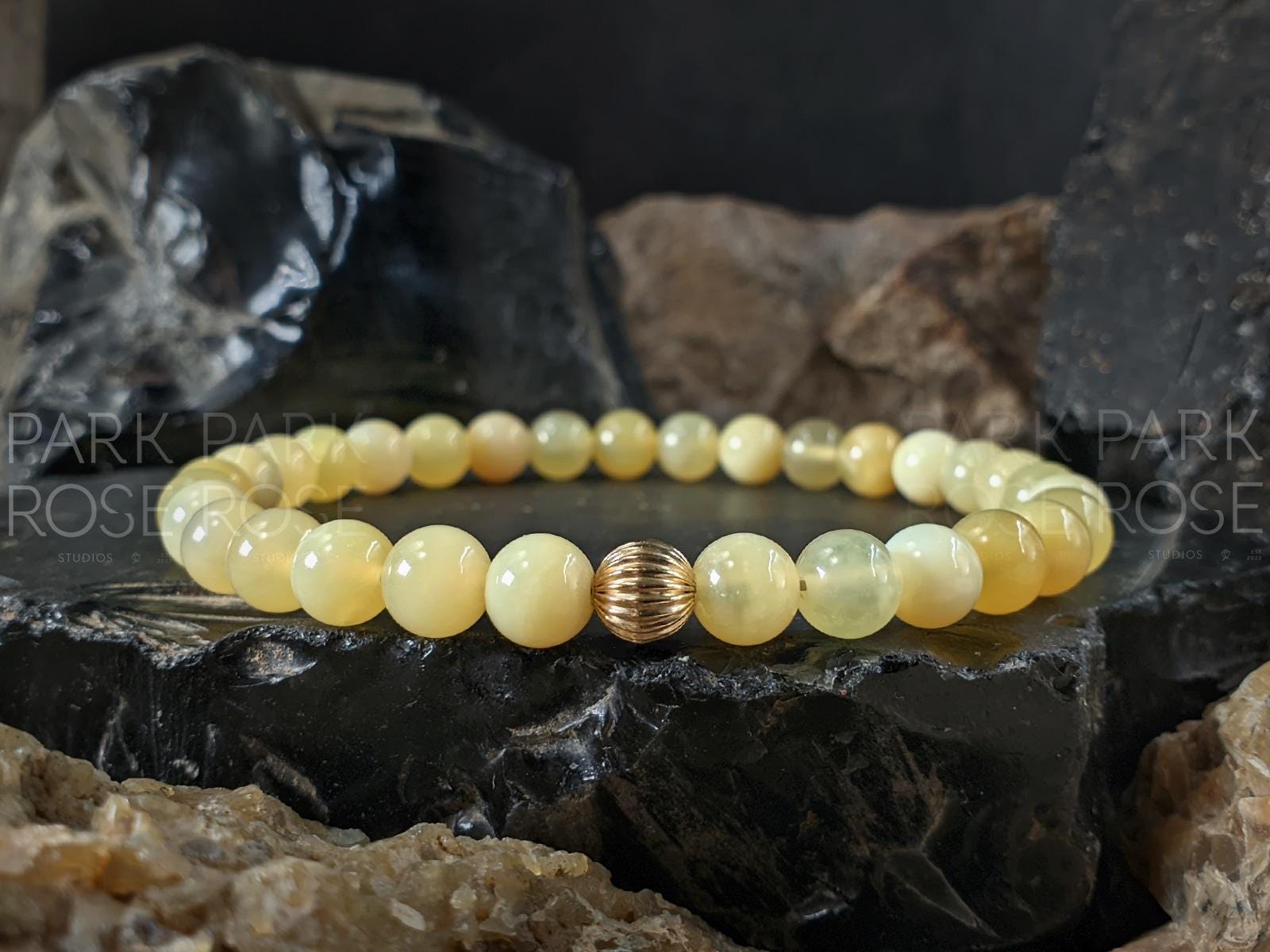 AAA Natural Australia Yellow Opal Bracelet (6mm)