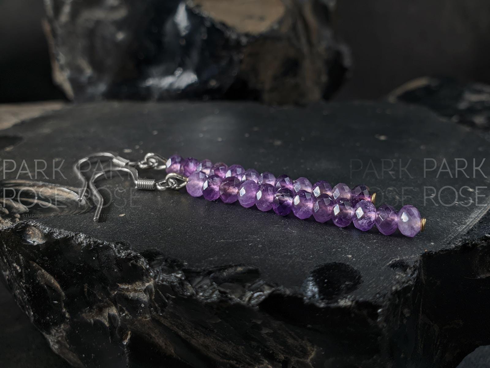 Natural AAA Brazil Amethyst Earrings, Dainty Faceted Rondelle