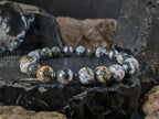 Gibeon Meteorite + Natural Black Opal Beaded Bracelet (8mm)