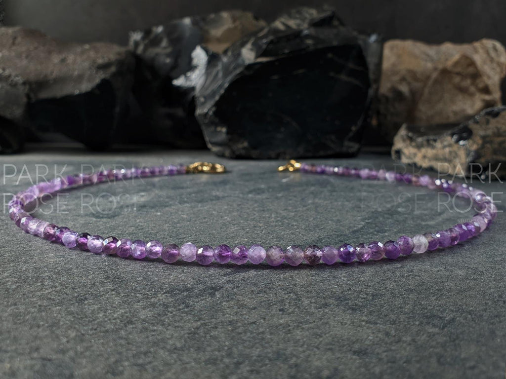 Faceted Uruguay Amethyst Necklace: Baroque Pearl, Citrine Pendant (4mm)