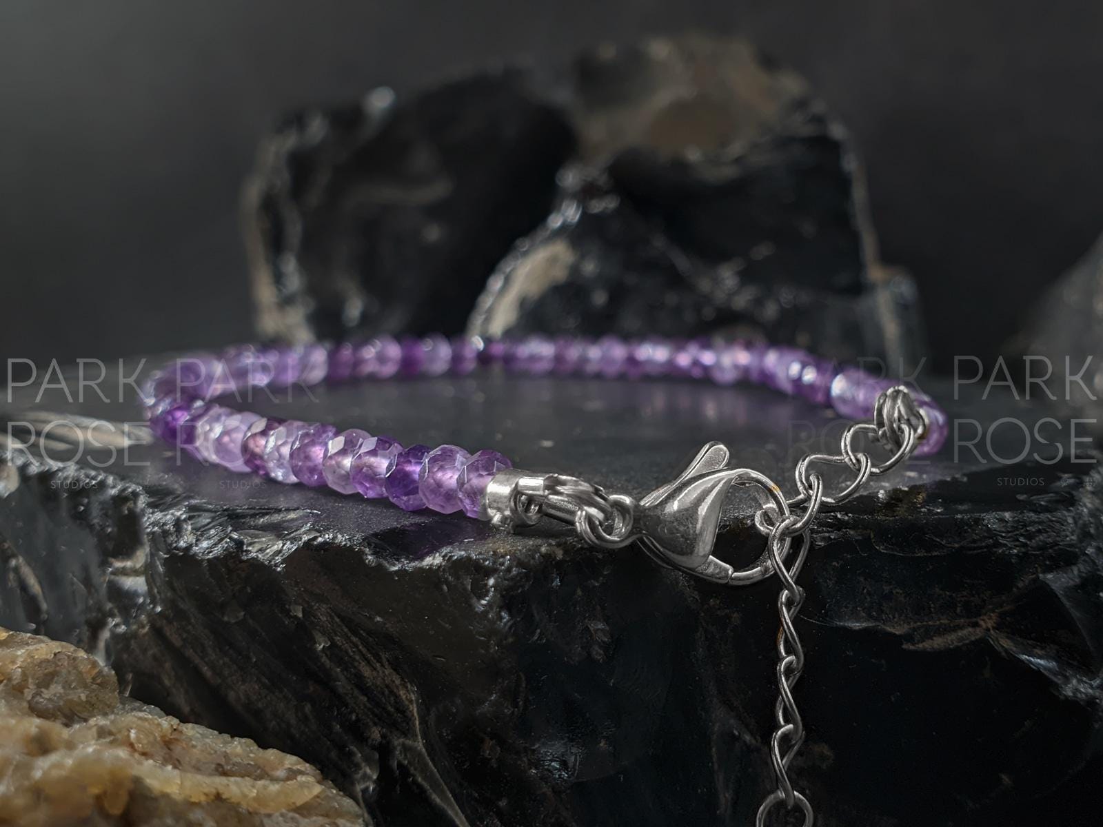 Natural AAA Faceted Brazil Amethyst Bracelet (4mm)