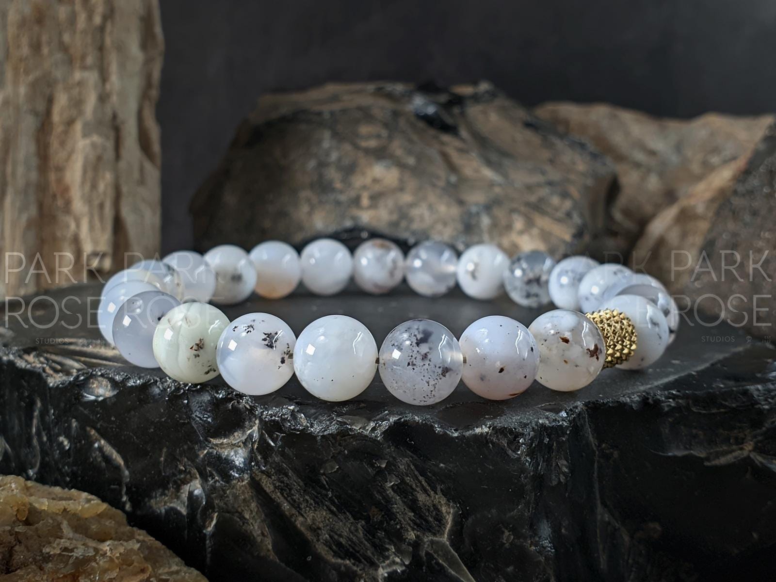 Natural Untreated White African Opal Bracelet (8mm)