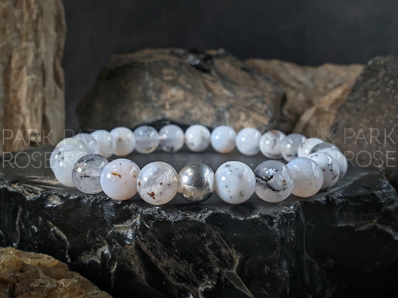 Natural Untreated White African Opal Bracelet (8mm)