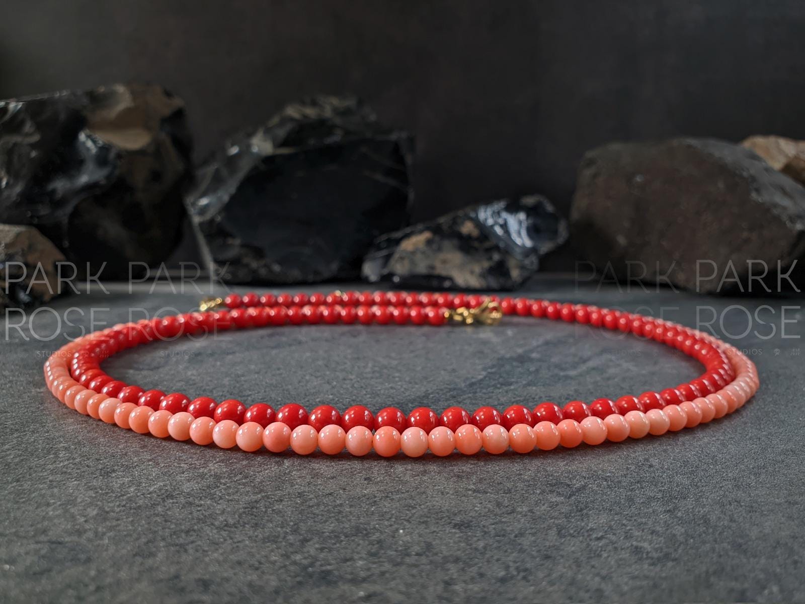 Red & Pink Coral Necklace Stack