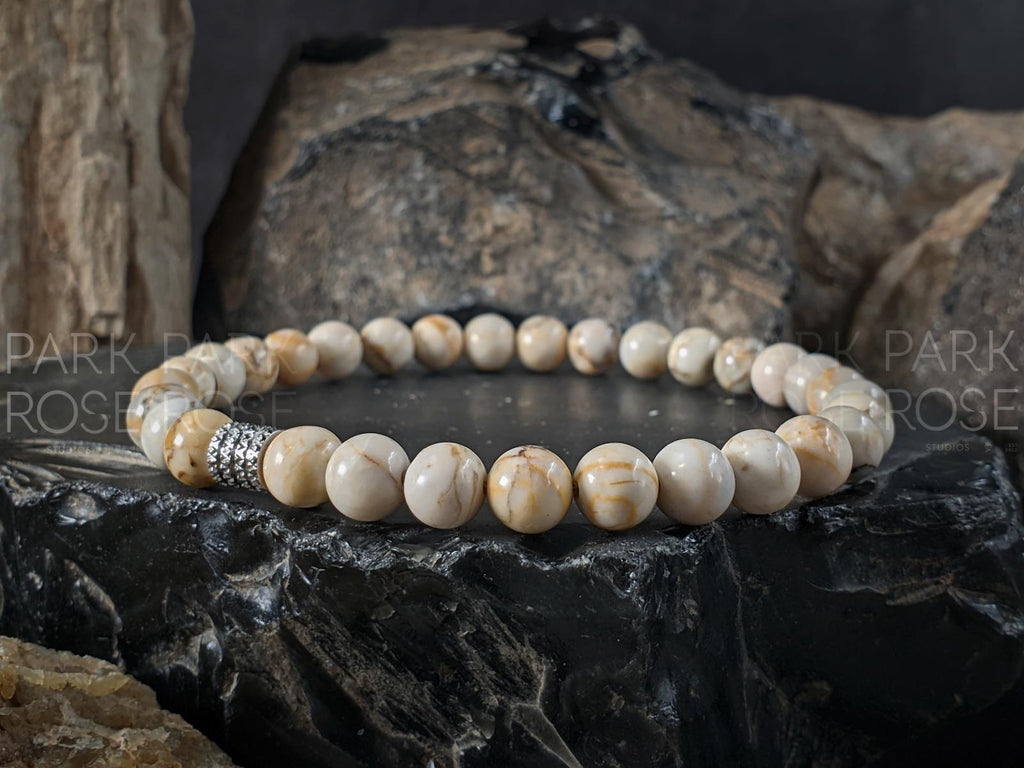 Natural Untreated White Hubei Turquoise Bracelet (6/8mm)