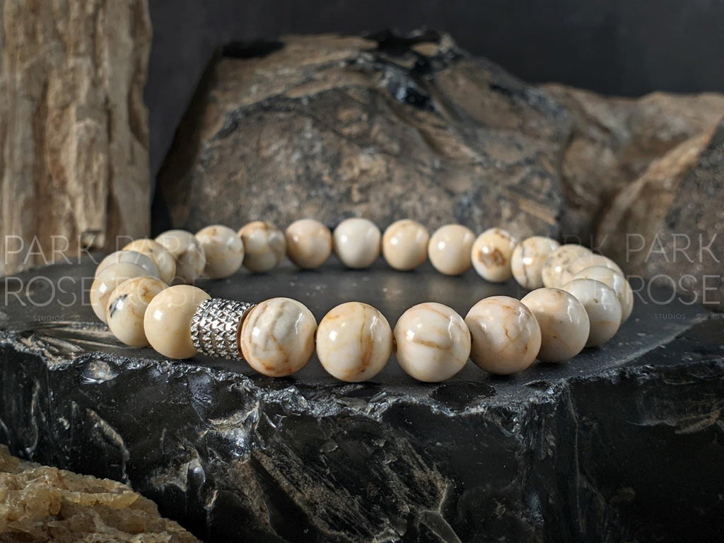 Natural Untreated White Hubei Turquoise Bracelet (6/8mm)