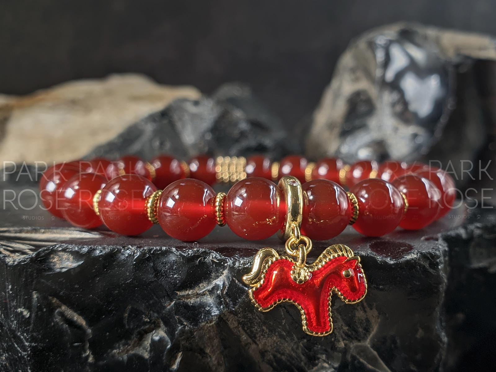 Red Carnelian 2026 Year of the Fire Horse Bracelet: Sterling Silver Lunar New Year