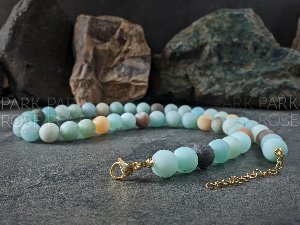 Frosted Natural Flower Amazonite Necklace (10mm)