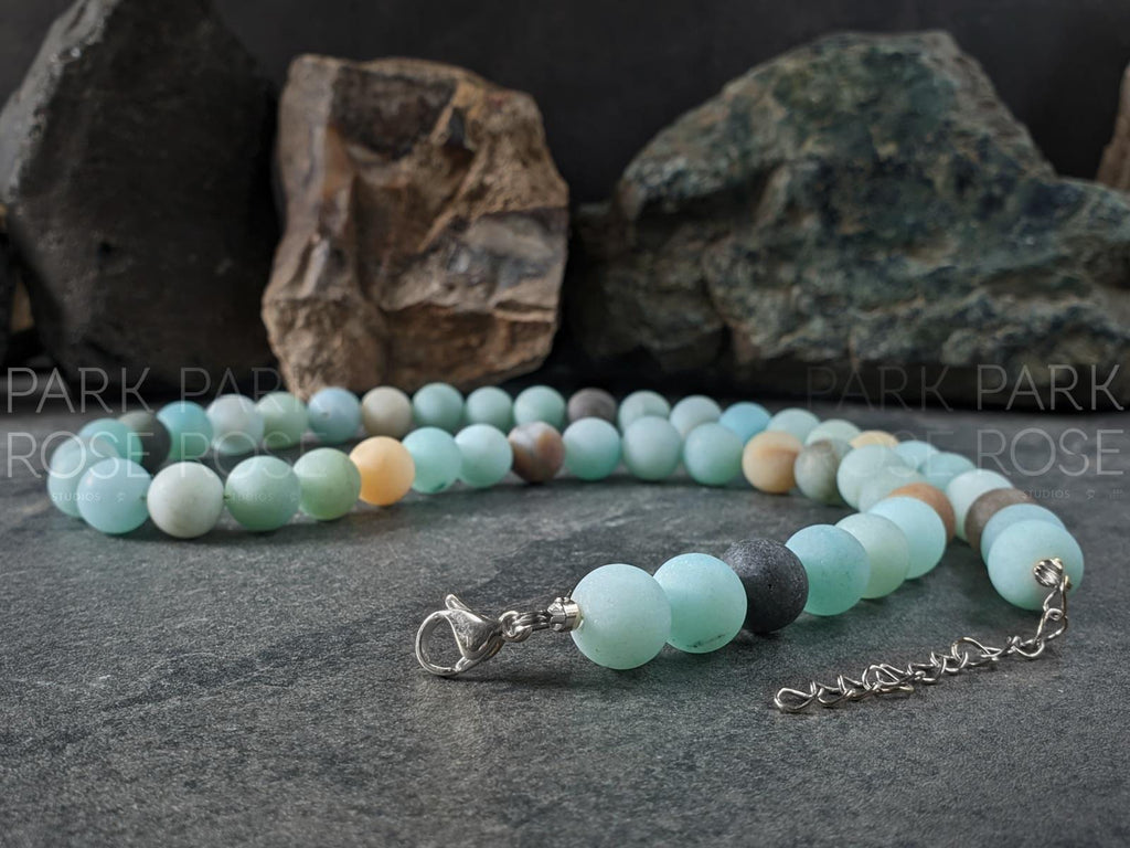 Frosted Natural Flower Amazonite Necklace (10mm)