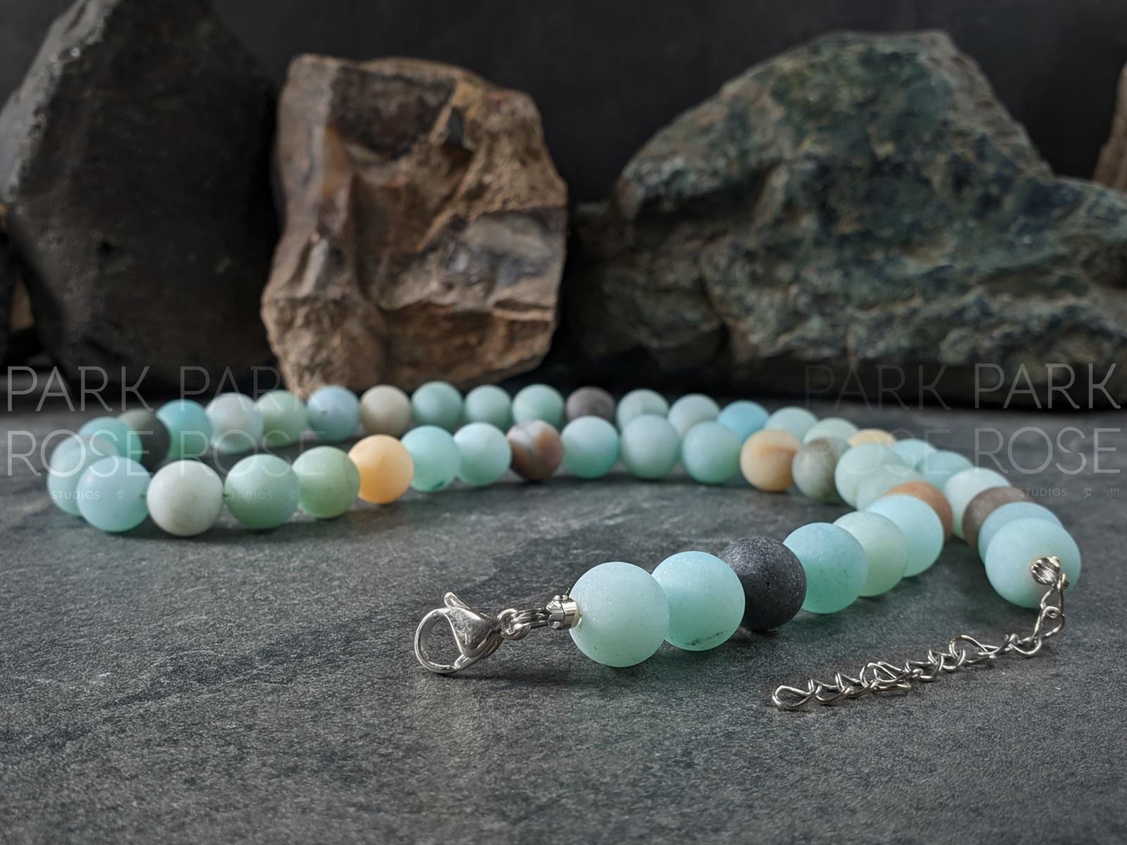 Frosted Natural Flower Amazonite Necklace (10mm)