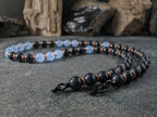 Shungite, Copper & Aquamarine Gemstone Necklace (8mm)