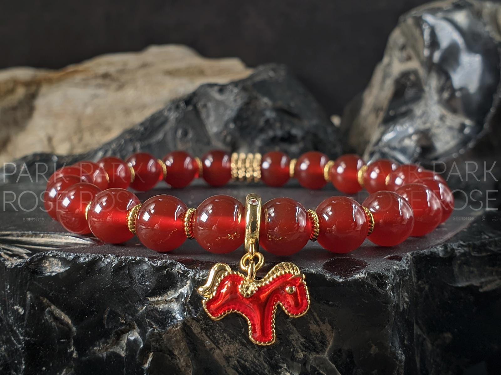Red Carnelian 2026 Year of the Fire Horse Bracelet: Sterling Silver Lunar New Year