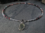 AAAAA Mixed Tourmaline Carabiner Necklace: Gibeon Meteorite, Moldavite Pendant