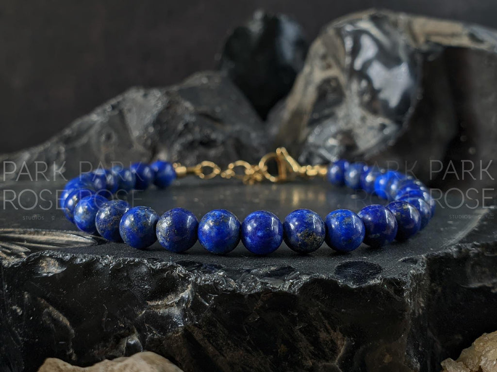 Natural Undyed Chilean Lapis Lazuli Gemstone Bracelet