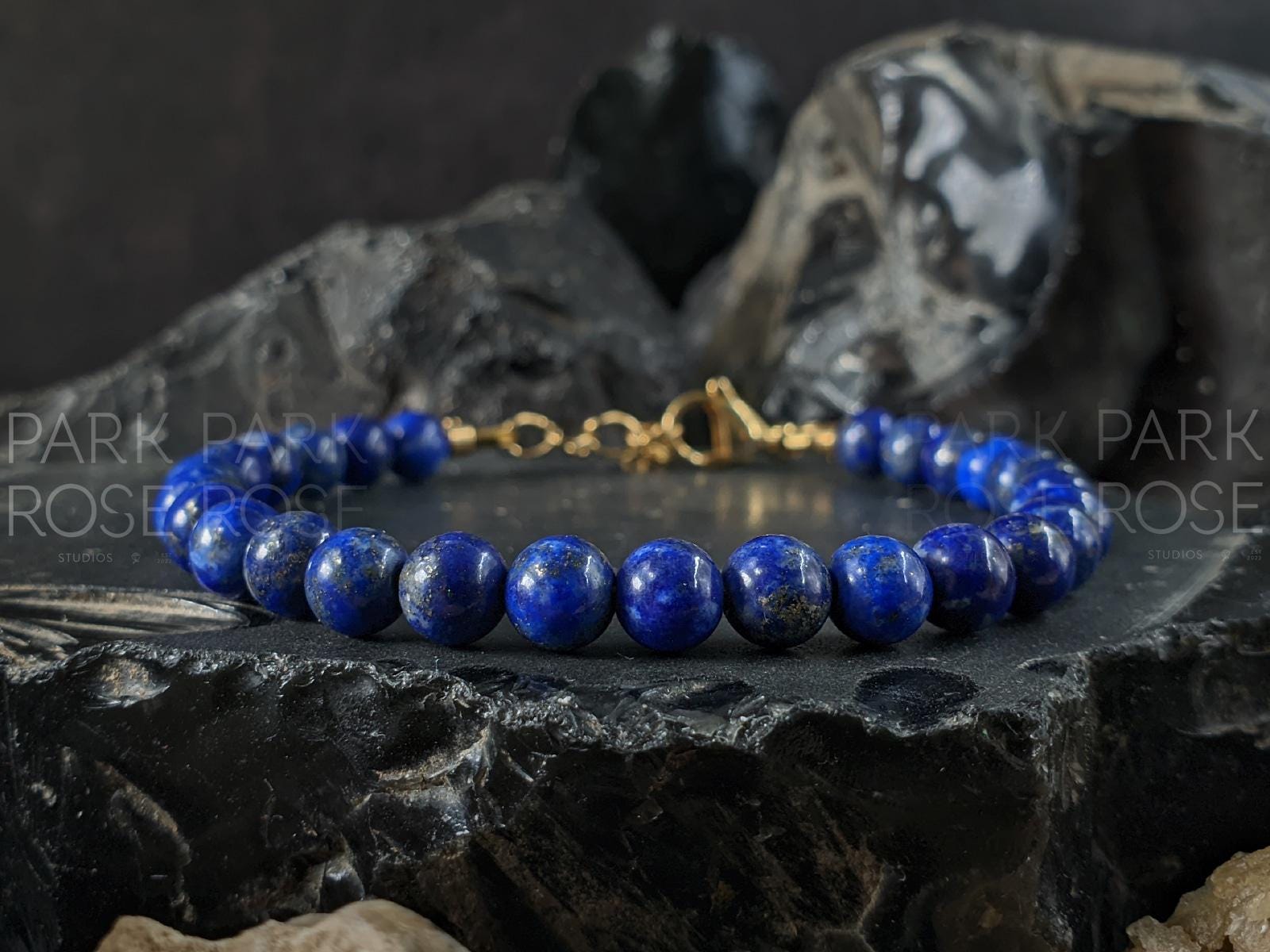 Natural Undyed Chilean Lapis Lazuli Gemstone Bracelet