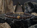 Smoky Quartz Bracelet: 24K Gold Cat Eye Bead