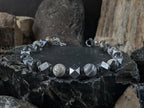 Silver Leaf Jasper & Certified Gibeon Meteorite Bracelet (7mm)