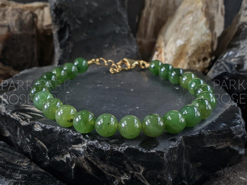 AAAA Extra Shiny Canadian Nephrite Jade Clasp Bracelet (8mm)
